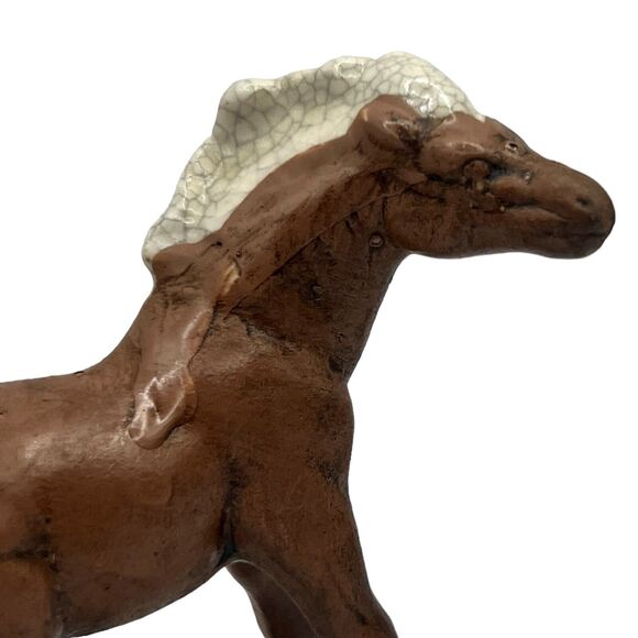 VTG Treasure Craft Ceramic Horse Colt Figurine Crackle Glaze Brown Primitive - Picture 3 of 12